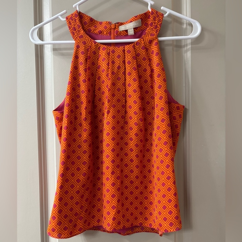 Banana Republic Orange and Pink Geometric Blouse